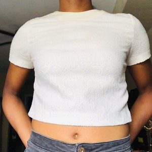 White Textured Crop Top